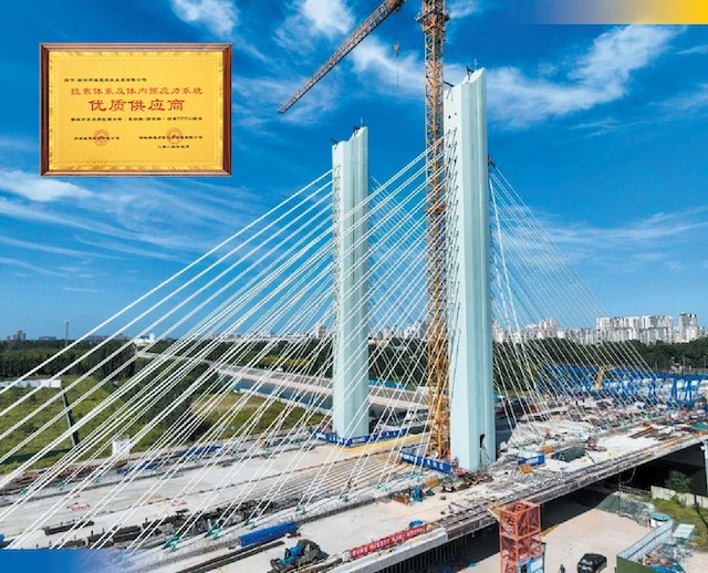 山东聊城市东昌府区西关街跨南水北调输水渠斜拉桥 全景图